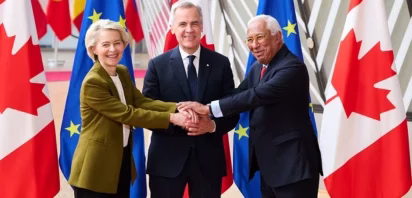 Canadian and EU leaders at a summit