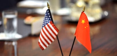 China and US flags symbolizing AI competition