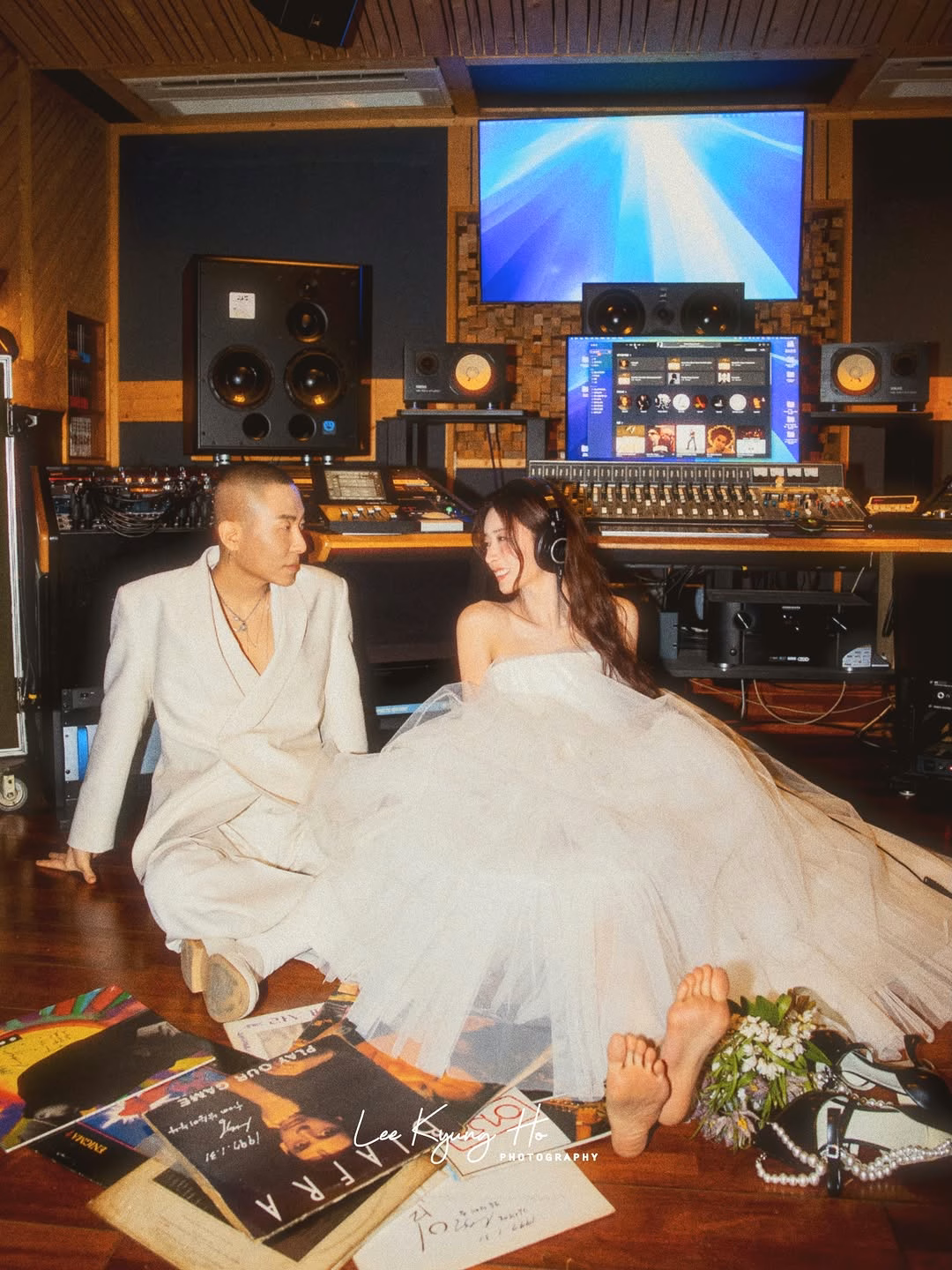 Romantic studio shot of the couple