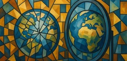 Image of a world globe in cubist style