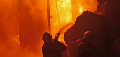 Image of damage in Kyiv during shelling