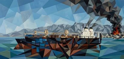 Oil tankers navigating the Strait of Hormuz