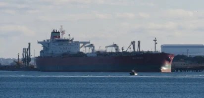 Crude Oil Tanker at BP Oil Refinery