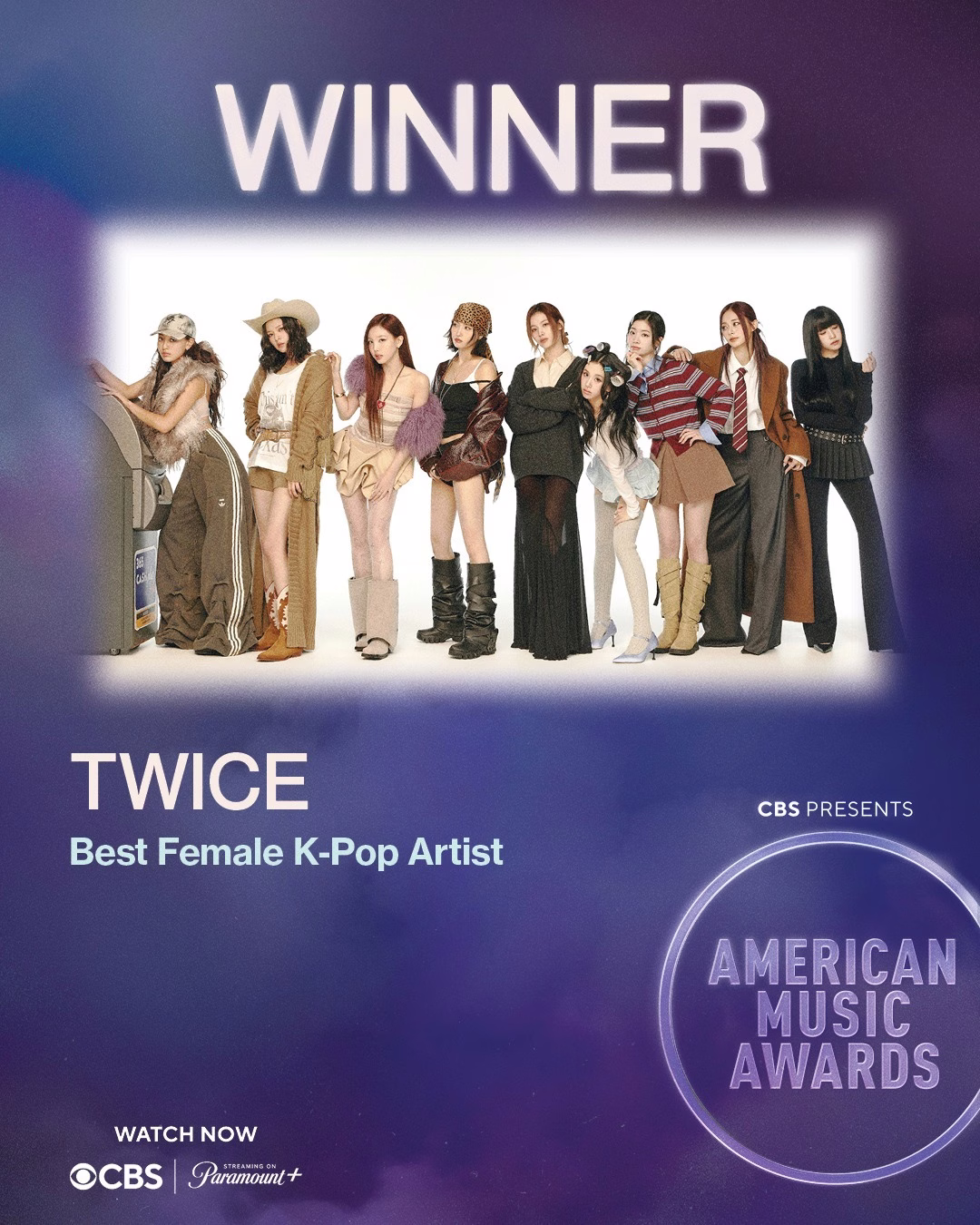 TWICE members celebrating their win