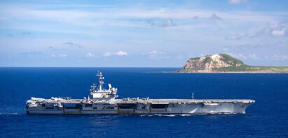 USS Reagan on the horizon