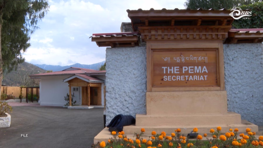 School building with students