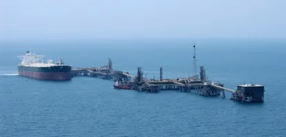 Commercial oil tanker at Iraqi oil terminal