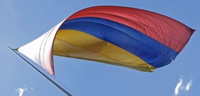 Colombian flag fluttering in the wind