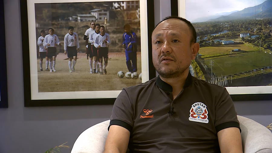 Bhutanese football team celebrating