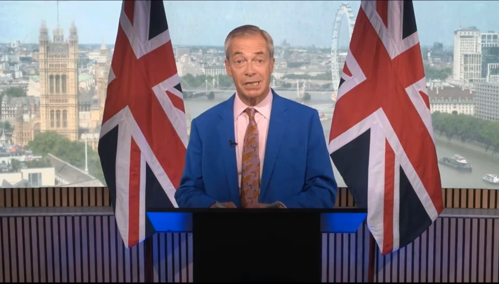 Nigel Farage during the X livestream