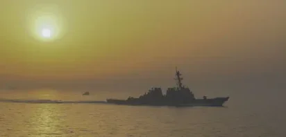 USS Stout navigating the Strait of Hormuz