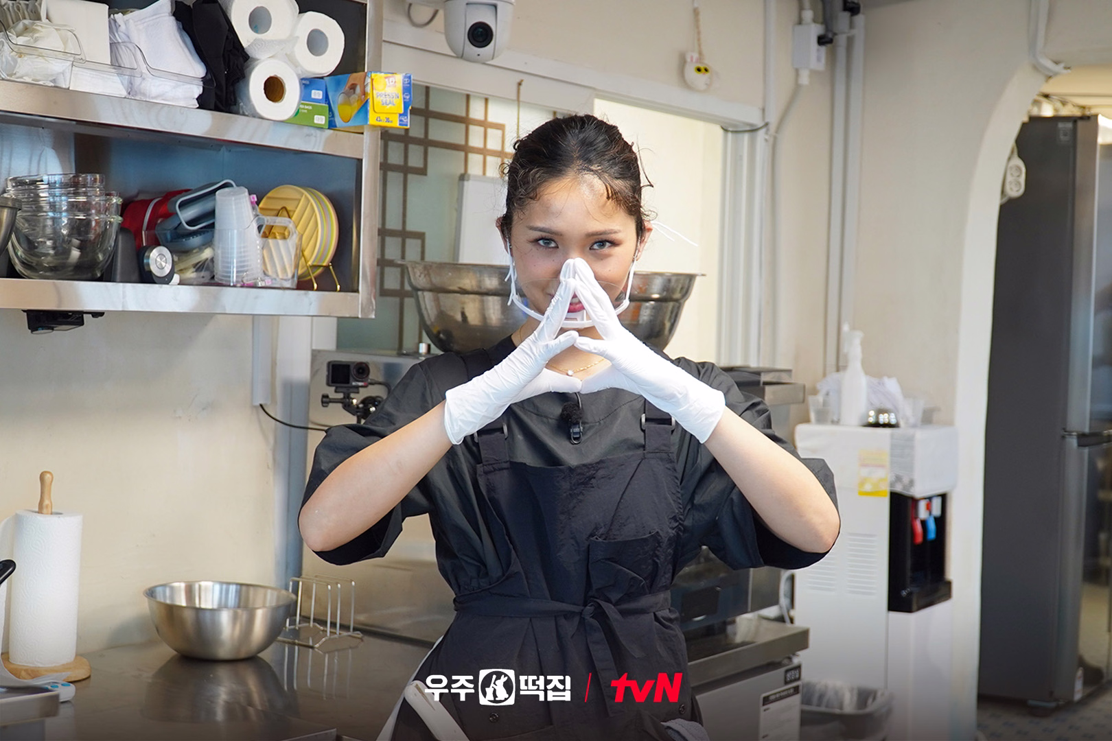 Traditional rice cake preparation in action