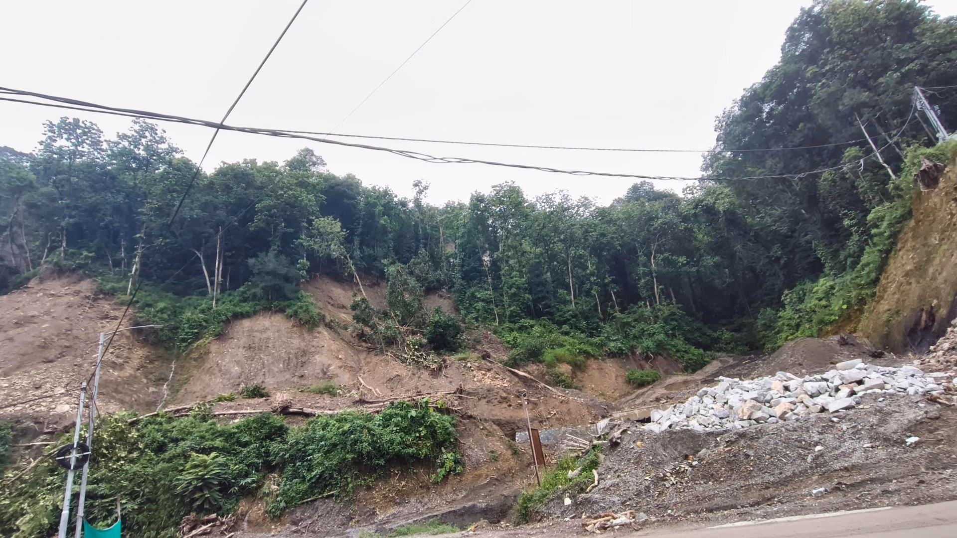 Slope stabilization efforts in progress