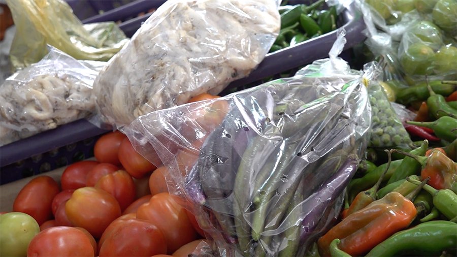 Jute bags displayed at the market