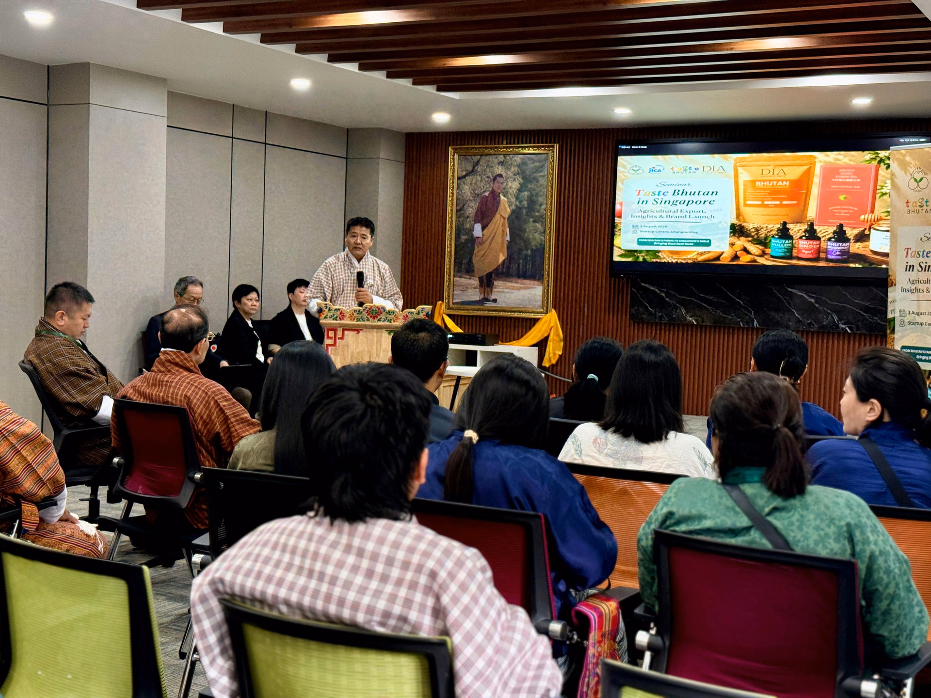 Market display of Taste Bhutan branded products in Singapore retail environment
