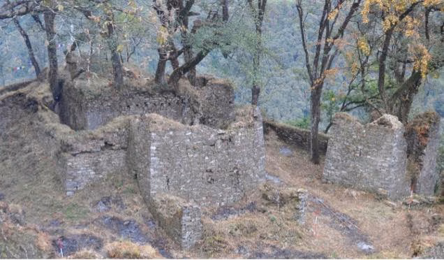 Obtsho Dzong ruins nestled in Gasa's remote mountainous landscape