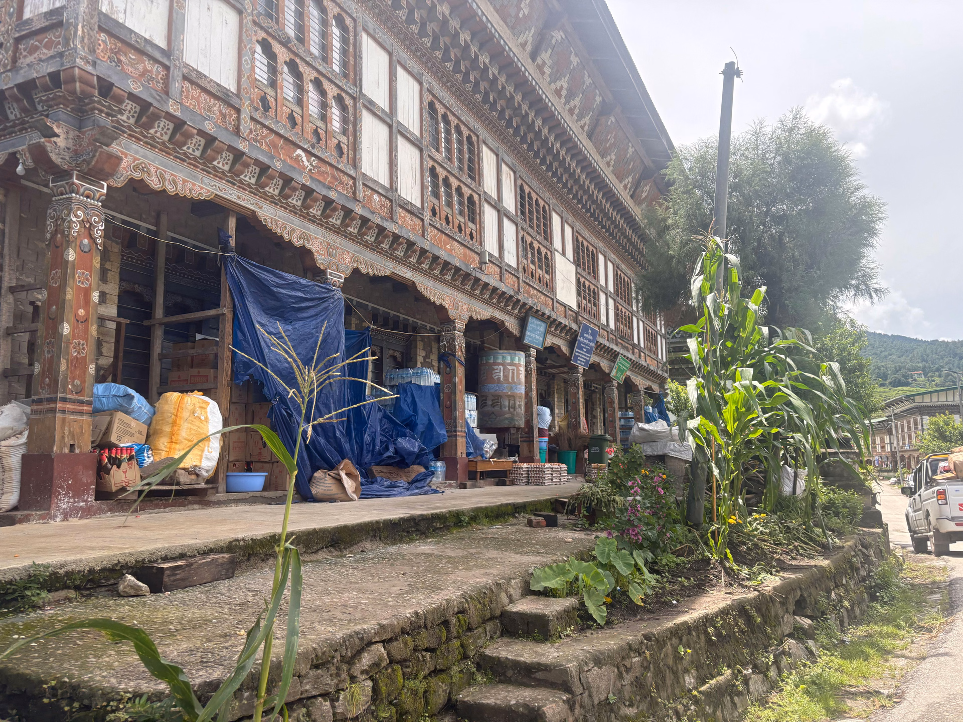 Trashiyangtse town center showing quiet streets and local businesses