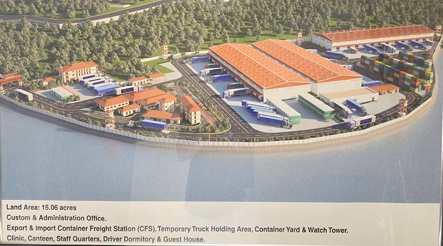 Aerial view of the completed dry port complex in Pasakha