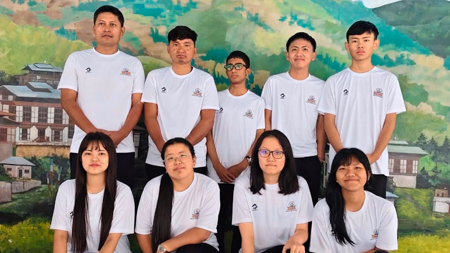 Bhutanese chess team members celebrating their achievements at the international tournament