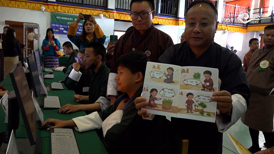 Students demonstrating their vocational skills including tailoring and practical craft work