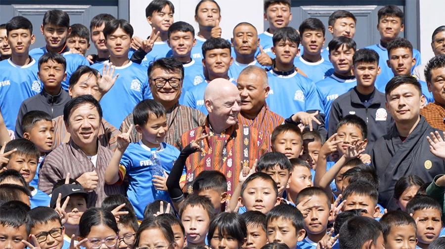 FIFA President Gianni Infantino addressing the press during the announcement in Bhutan