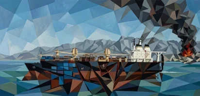 Tanker navigating through the Strait of Hormuz