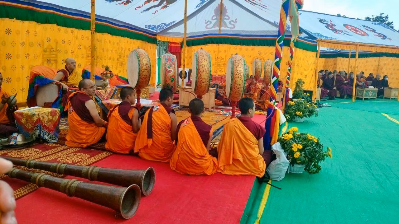 Devotees participate in the ceremony
