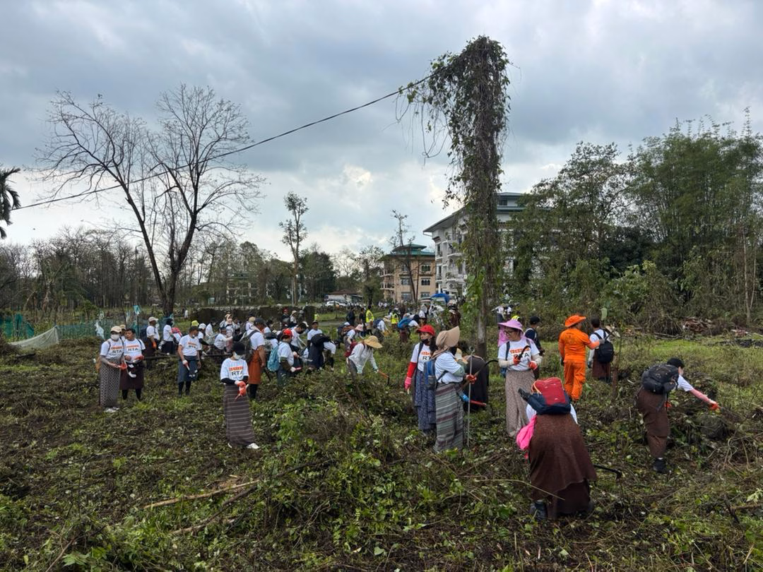 Volunteers working together in Gelephu