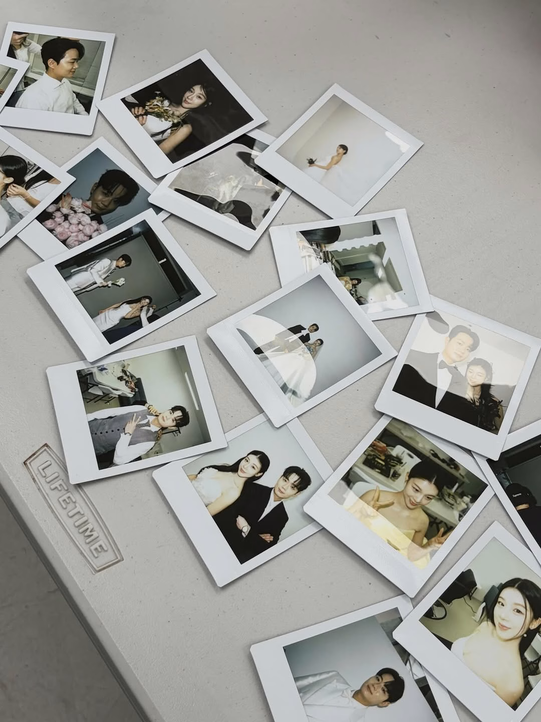 The couple sharing a tender moment